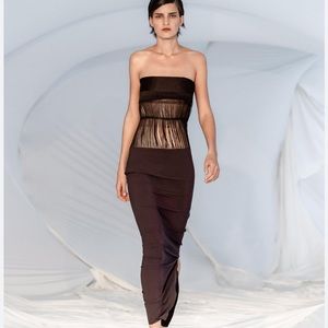 Christopher Esber Tassel Torso Brown Maxi Dress AU size 4 (XXS/XS) with tags